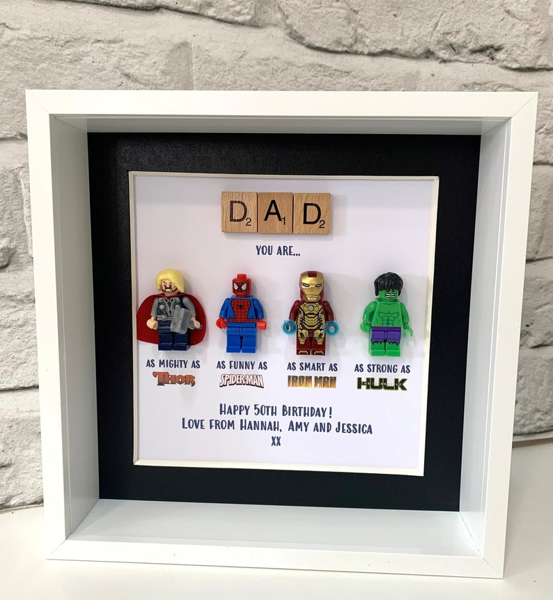 Personalisierter Papa / Papa Superheld Box Rahmen, personalisierter Rahmen für ihn, Geburtstagsgeschenke für ihn, Vatertagsgeschenke, Geschenke von der Tochter Bild 4