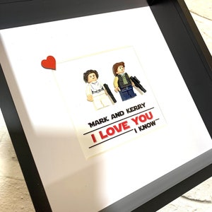 Han Solo y la Princesa Leia - Star Wars - Pareja - Marco - Regalo para novio - Boda - Aniversario - Cumpleaños - Amor - Regalo - Te amo, lo sé