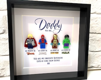 Personalised Daddy/Dad Superhero Box Frame, Personalised Frame for Him, Birthday Gifts for Him, Father&#39;s Day Gifts, Gifts from Daughter