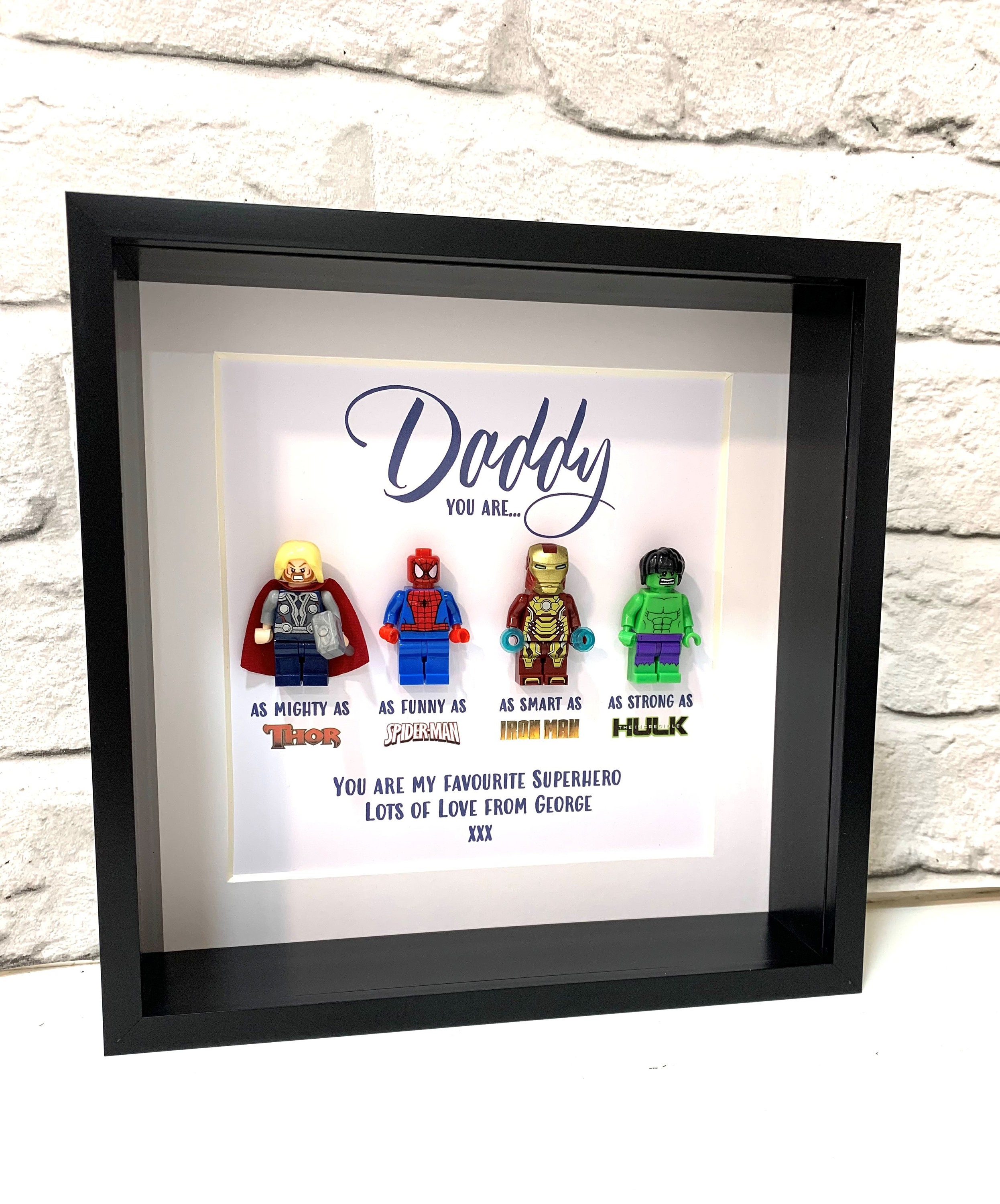 Personalised Daddy dad Superhero Box Frame Personalised Frame for