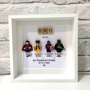 Cornice personalizzata per scatola di supereroi papà/papà, cornice personalizzata per lui, regali di compleanno per lui, regali per la festa del papà, regali della figlia