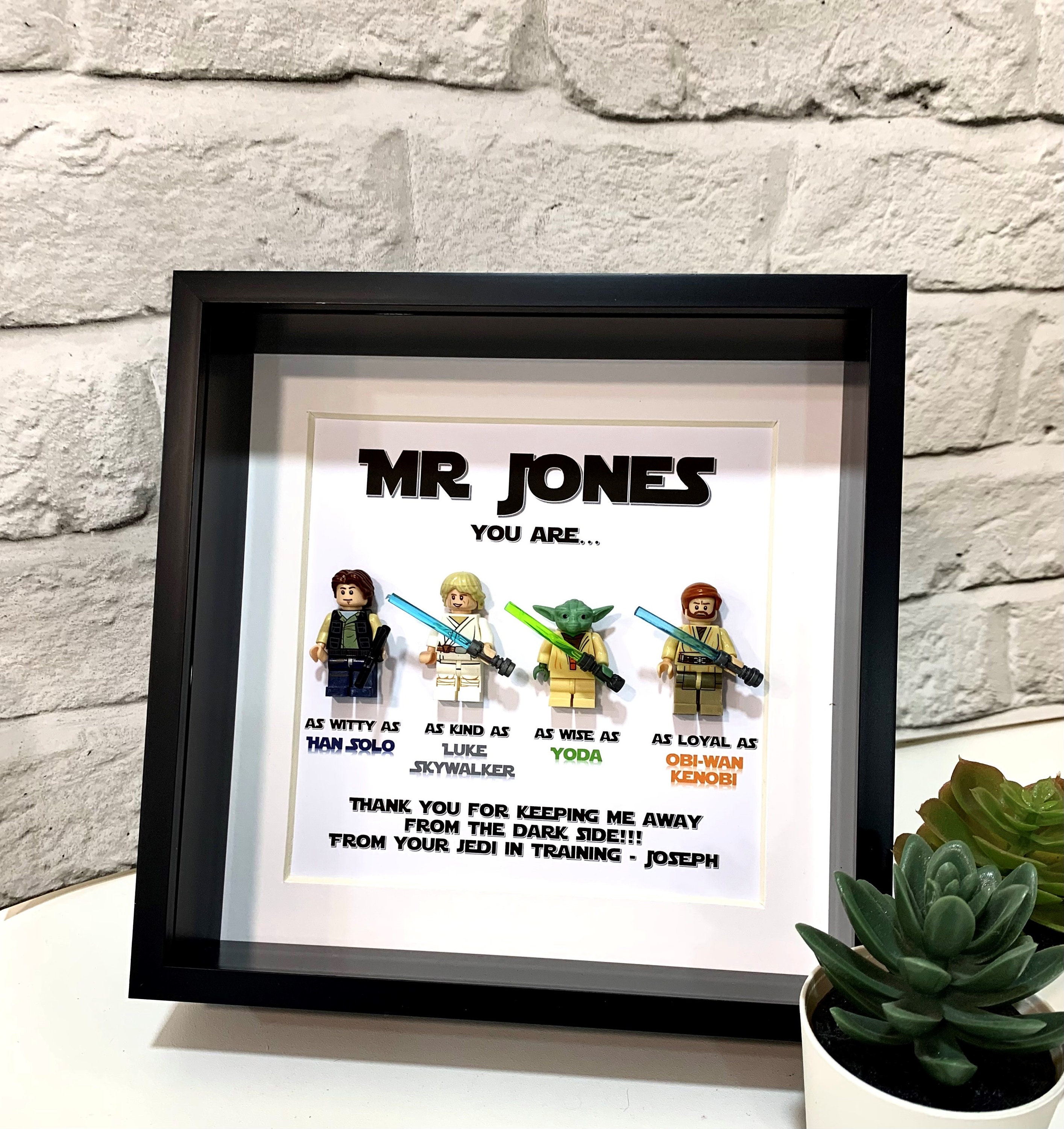 Personalized Star Wars Thank You Frame – Teacher Christmas Gift, Wooden 27cm Square