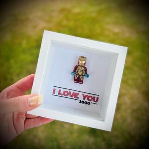 Regalo de Ironman, regalo de superhéroe para él, regalo de pareja "Te amo 3000", regalo del Día del Padre para papá, marco de cumpleaños para papá de regalo de hija