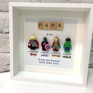 Marco personalizado de superhéroe para papá, marco personalizado para él, regalos de cumpleaños para él, regalos para el Día del Padre, regalos de hija