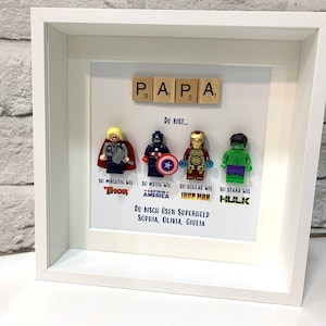 Personalisierter Papa / Papa Superheld Box Rahmen, personalisierter Rahmen für ihn, Geburtstagsgeschenke für ihn, Vatertagsgeschenke, Geschenke von der Tochter Bild 1