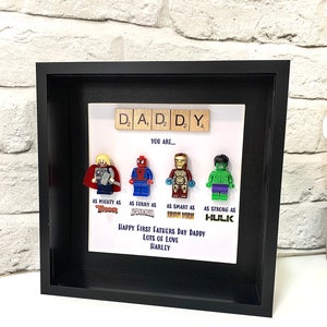 Personalised Papa/Dad Superhero Box Frame, Personalised Frame for Him, Birthday Gifts for Him, Father's Day Gifts, Gifts from Daughter image 2