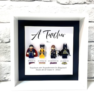 Personalised Superhero Teacher End of term gift box frame