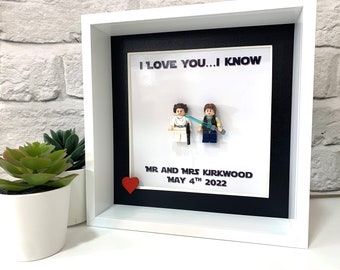 Unique Gifts for Couples, Wedding Anniversary Gifts for Star Wars Fan, Personalised Anniversary Presents, I Love You I Know Frame