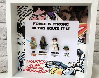 Cornice personalizzata per foto di famiglia di minifigure di Star Wars