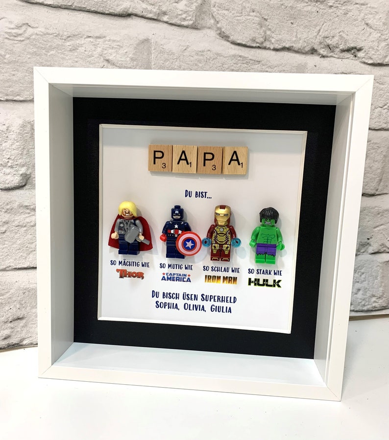 Personalised Papa/Dad Superhero Box Frame, Personalised Frame for Him, Birthday Gifts for Him, Father's Day Gifts, Gifts from Daughter image 3