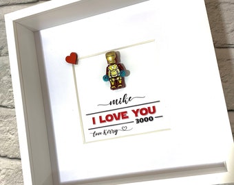 Personalised Superhero Gift, Ironman Frame, Wedding Gift for Him, Boyfriend, Fiancé, Husband, Anniversary Wedding Gifts, Father's Day