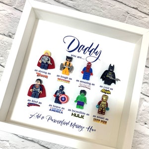 Personalised Daddy/Dad Superhero Box Frame, Personalised Frame for Him, Birthday Gifts for Him, Father's Day Gifts, Gifts from Daughter