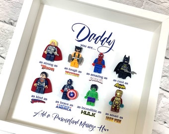 Personalised Daddy/Dad Superhero Box Frame, Personalised Frame for Him, Birthday Gifts for Him, Father's Day Gifts, Gifts from Daughter