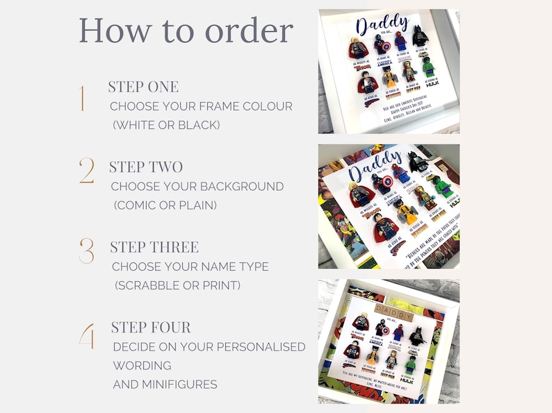 Gepersonaliseerde papacadeaus, superheldcadeau, schaduwdoos frame cadeau, aangepast frame voor hem, verjaardagscadeaus voor hem, kerstcadeaus voor papa afbeelding 8