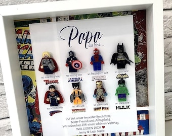 Spersonalizowane prezenty dla taty, prezent dla superbohatera, prezent w formie ramki Shadow Box, spersonalizowana ramka dla niego, prezenty urodzinowe dla niego, prezenty świąteczne dla taty