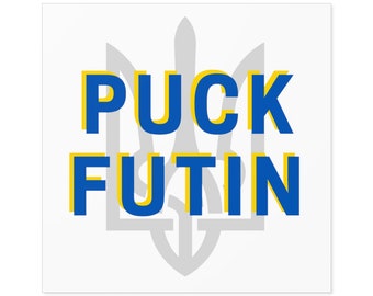 Puck Futin Support Ukraine Indoor/Outdoor Sticker, Various Sizes