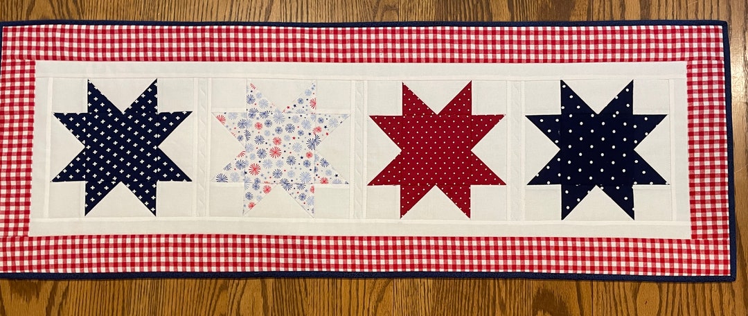 Red, White and Blue Patriotic Quilted Table Runner - Etsy