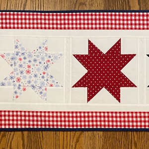 Red, White and Blue Patriotic Quilted Table Runner