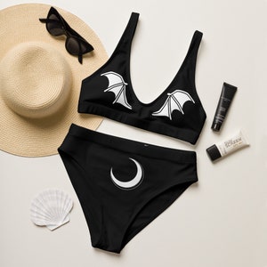 Gothic Bat Wing Bikini | Black and White 2 Piece Swimwear