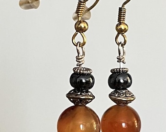 Carneool-druppeloorbellen, gebrande oranje edelsteenhangers, boho chic