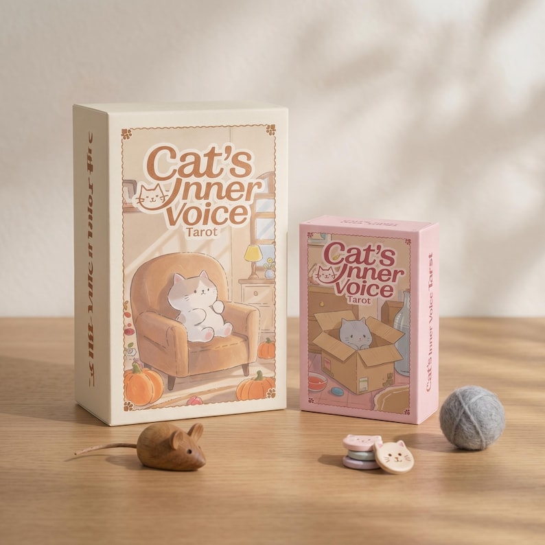 Cat’s Inner Voice Tarot Deck, Hand Drawn Cat Communication Gift for Cat Lovers image 1