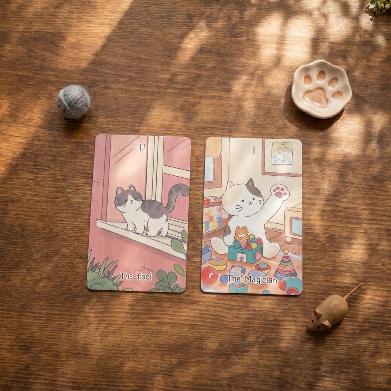 Cat’s Inner Voice Tarot Deck, Hand Drawn Cat Communication Gift for Cat Lovers image 10