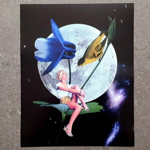 Bird Watching - Space Bird Surreal Art Print - 8 inches by 10 inches