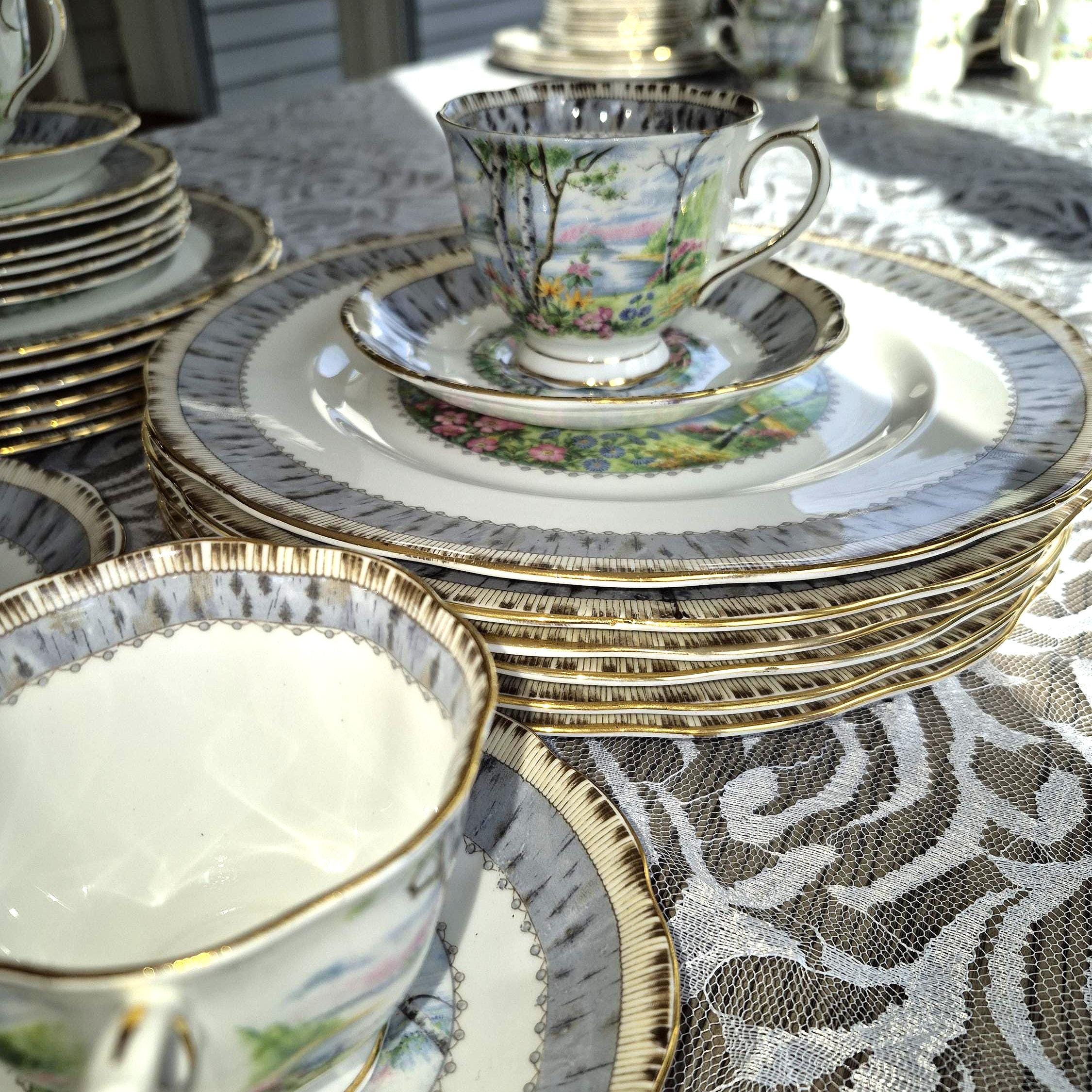 Royal Albert Silver Birch Pattern Dinner Setting for Six - Etsy
