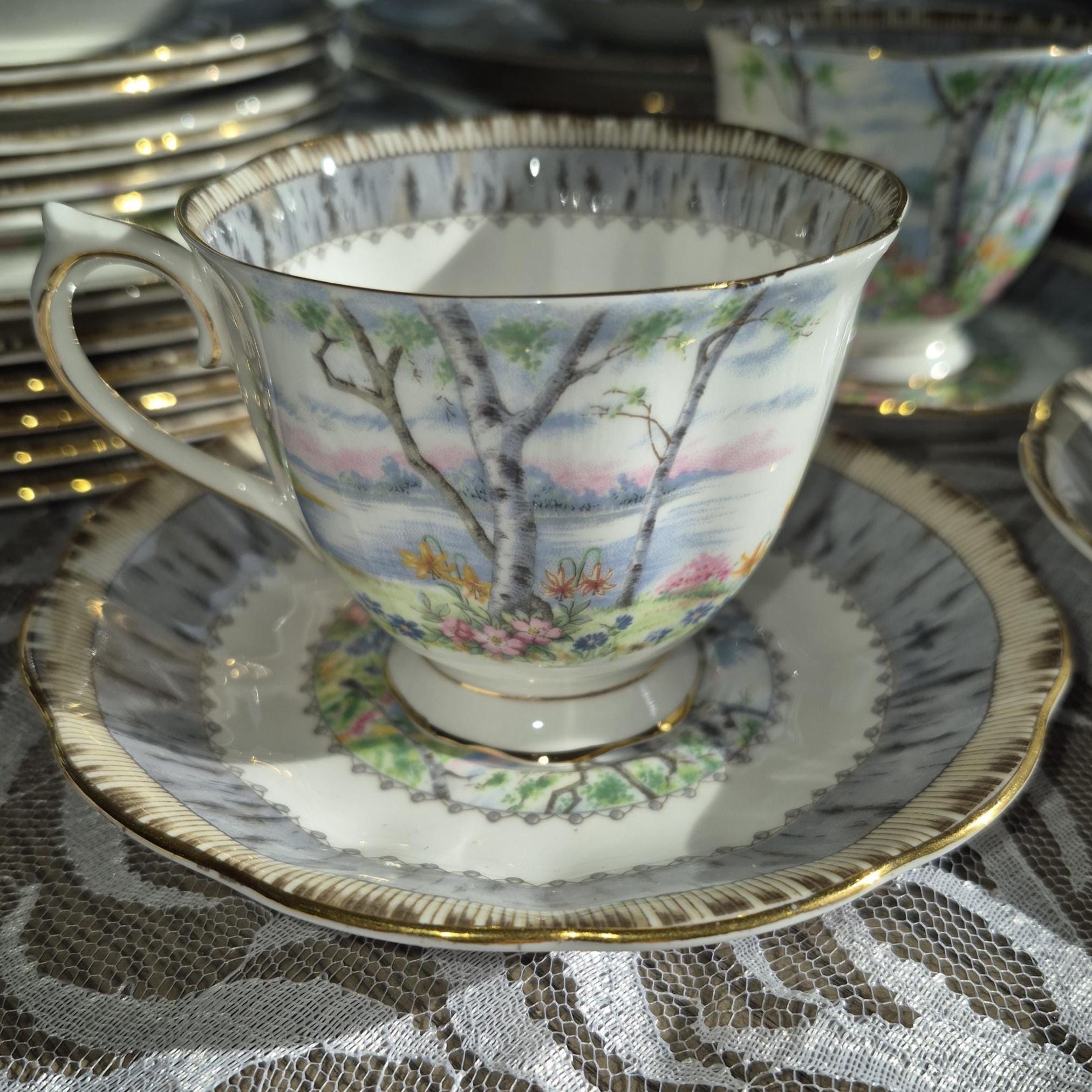 Royal Albert Silver Birch Pattern Dinner Setting for Six - Etsy