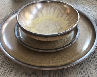 Romany Brown by Denby.  Vintage Dinnerware produced in England 1970 to 1984. Discontinued. Rare