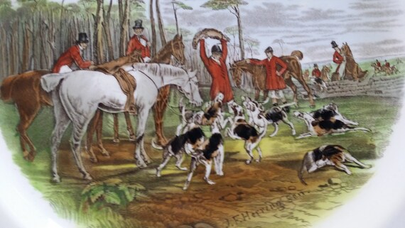 12 Herring Hunt Large Dinner Plates by Copeland Spode. Each Plate