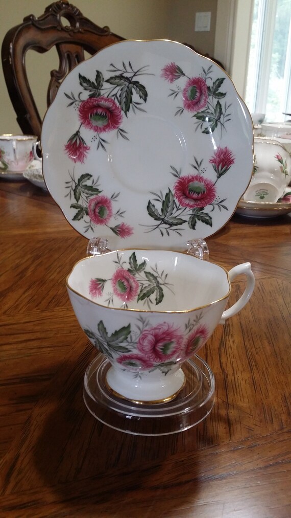 Royal Albert Hawthorne Thistle Vintage Tea Cup and Saucer Set. Etsy