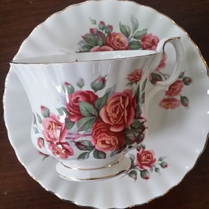 Royal Albert Tea Cup and Saucer, Centennial Rose, Montrose Shape, Vintage
