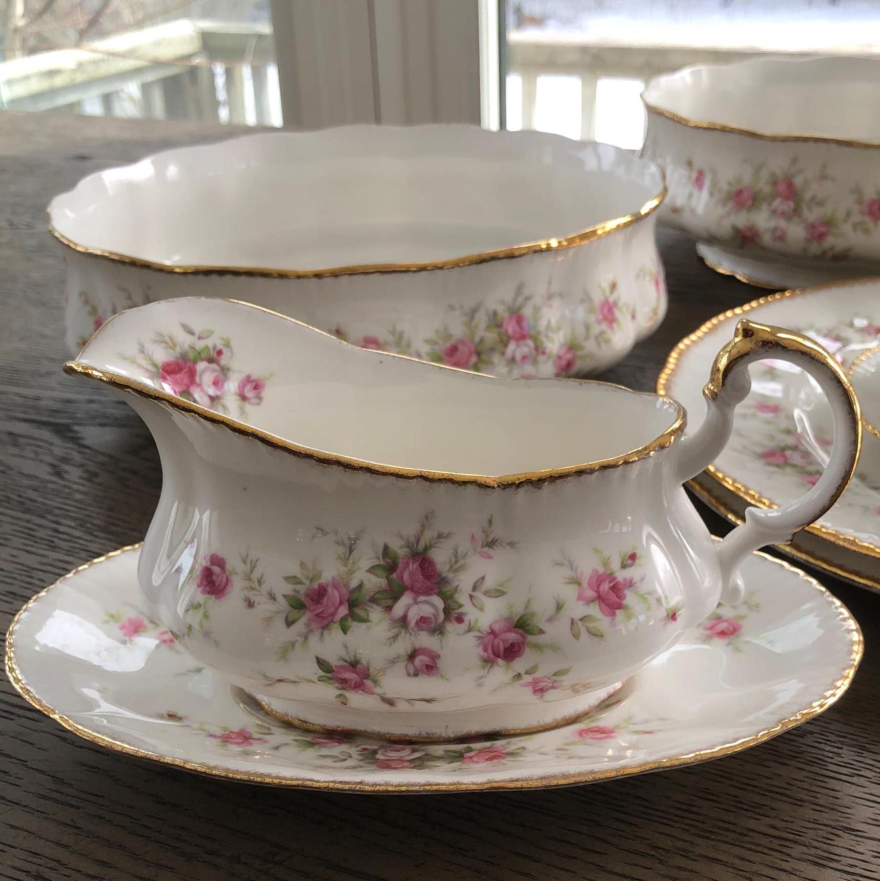 Vintage Paragon Royal Albert Victoriana Rose China, Gold Accents