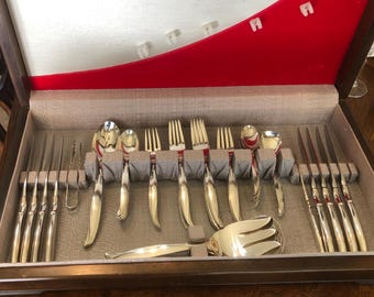 1847 Rogers Silver Plate, Flair Pattern, Vintage, Service for 8