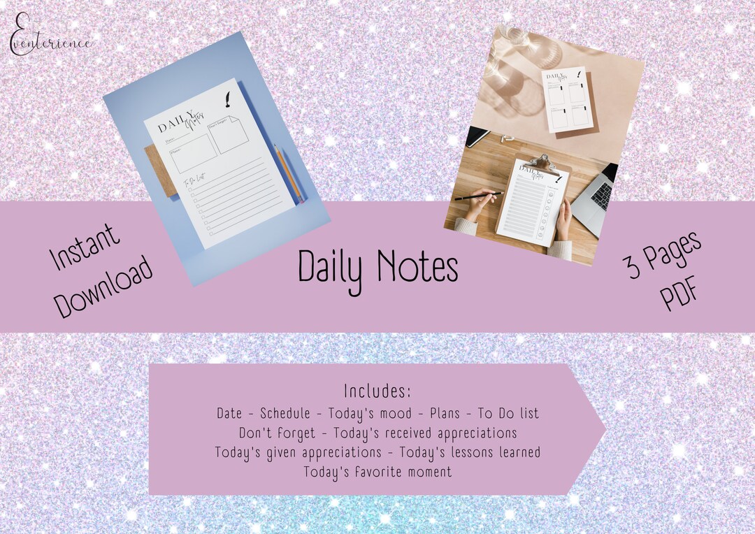 Daily Notes - Daily Planner - Digital Planner - Printable Planner ...