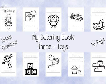 Kids Coloring Pages - Download & Print - Kids Coloring Sheets - Theme - Toys - Digital Instant Download