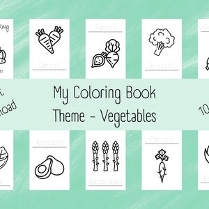 Kids Coloring Pages - Download & Print - Kids Coloring Sheets - Theme - Vegetables - Digital Instant Download