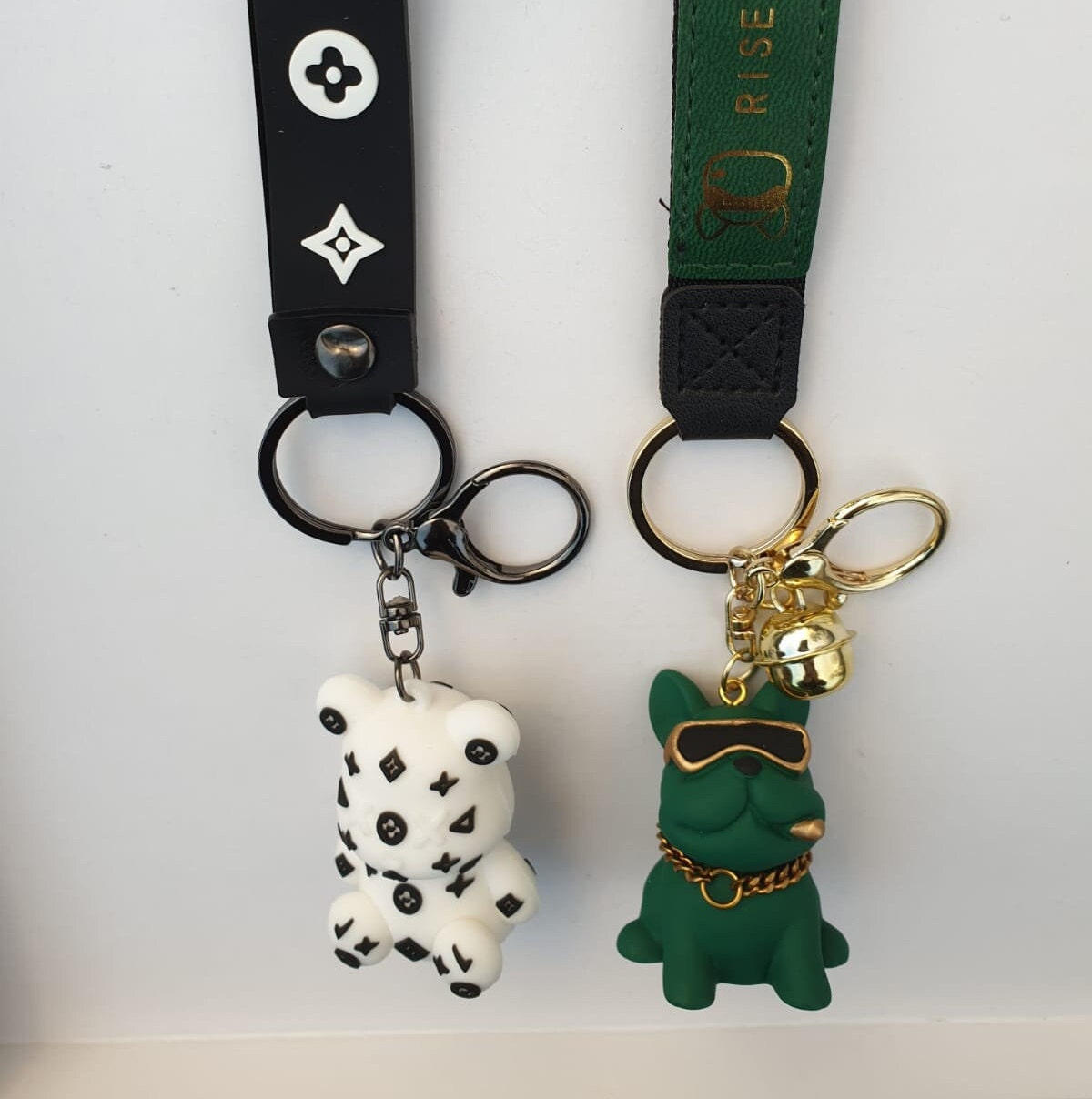 Lv French Bulldog Pu Leather Keychain/ Bag Charm