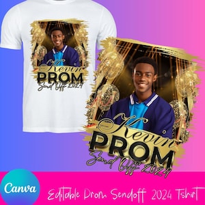Editable Prom Send Off Custom T-shirt Design Black and Gold