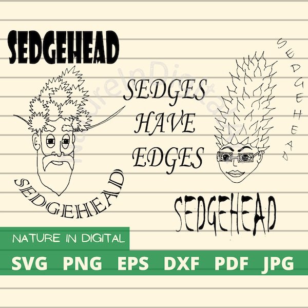 Sedgehead SVG Bundle, Plant Nerd Sedge Illustrations, Hand Drawn Botanist Printable Art, Master Gardener Instant Download