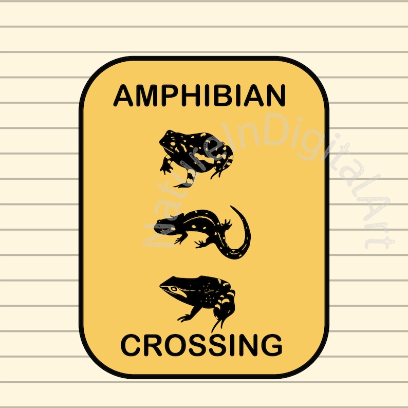 Amphibian Crossing Sign SVG Bundle, Frogs and Salamander Crossing Sign ...