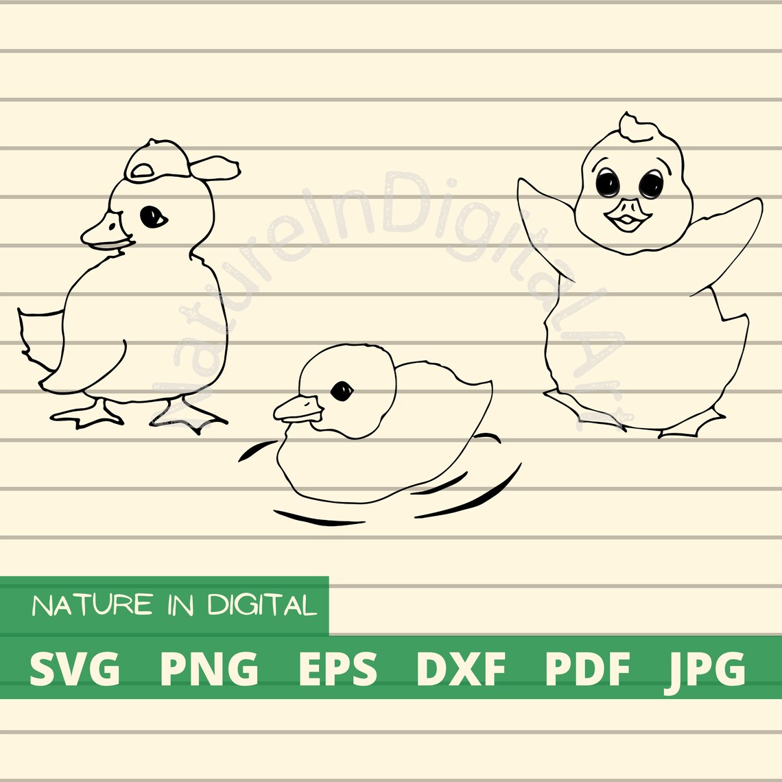 Duckling Svg Bundle Printable Hand Drawn Cartoon Baby Ducks Etsy