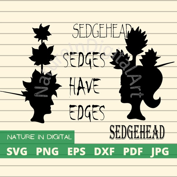 Sedgehead Silhouette SVG Bundle, Plant Nerd, Sedge Hand Drawn Illustration, Botanist Printable Art, Master Gardener Instant Download