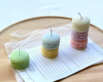 Macaron Candle | Handmade Realistic Scented Food Pillar Candle | Natural Soy& Beeswax | Pastel Home Decor |Unique Personalised Birthday Gift