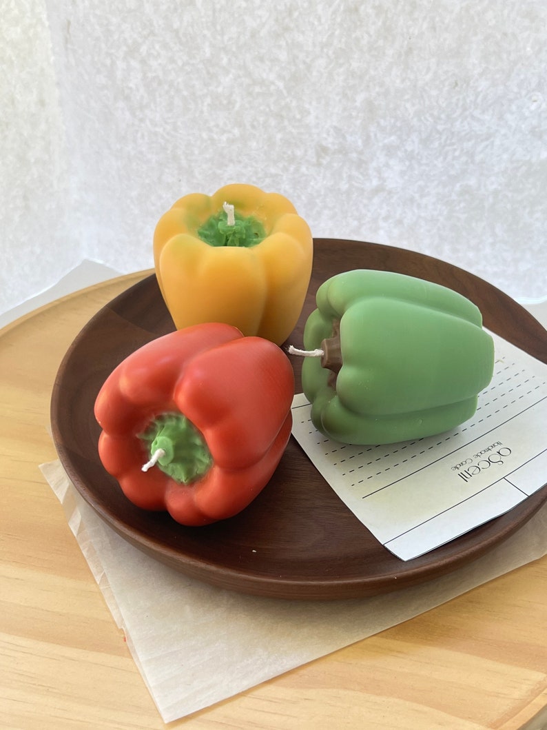 Capsicum Pepper Candle Handmade Realistic Scented Food Candle Natural Soy Bee Pillar Wax Home Decor Unique Personalised Birthday Gift image 1