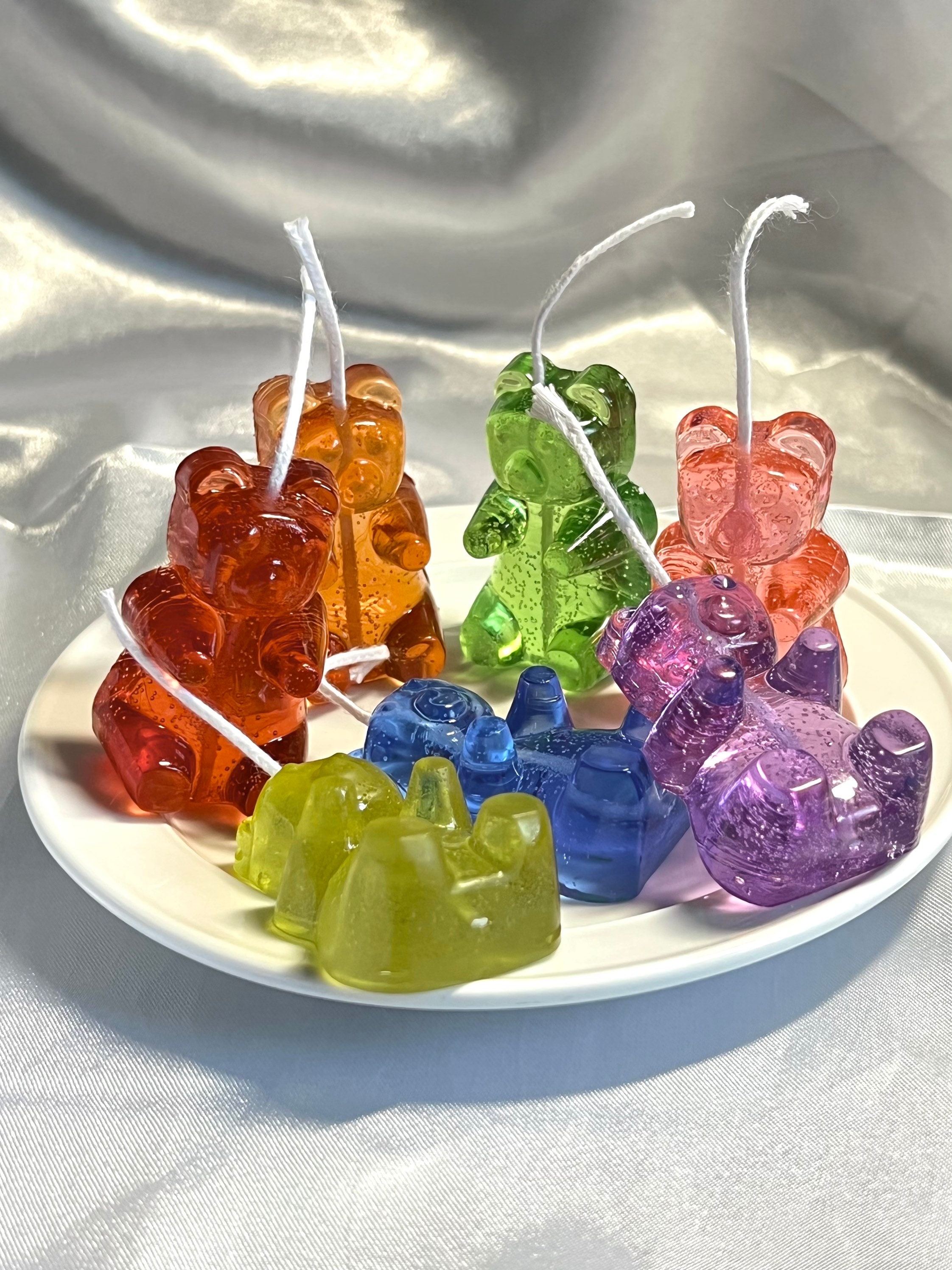Small Gummy Bear Jelly Candy Candle Realistic Scented Pillar Etsy
