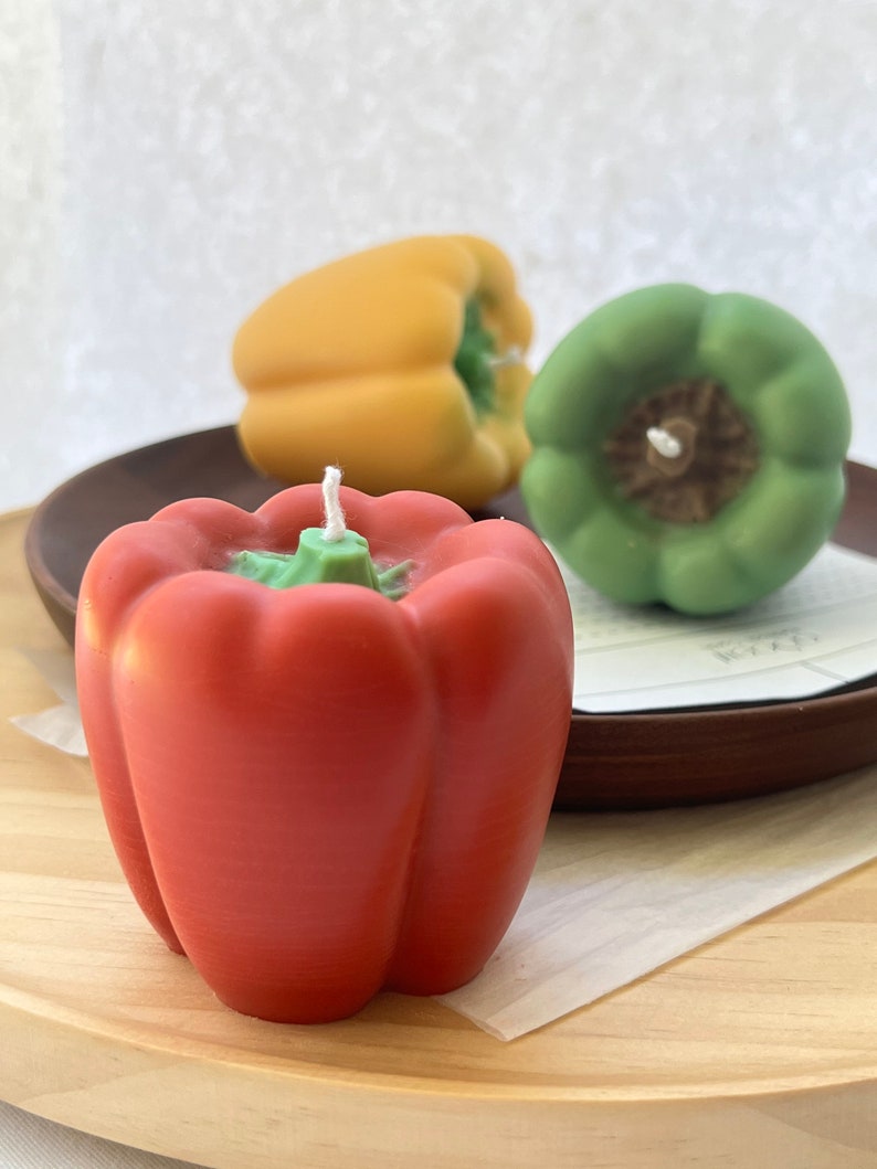 Capsicum Pepper Candle Handmade Realistic Scented Food Candle Natural Soy Bee Pillar Wax Home Decor Unique Personalised Birthday Gift Red