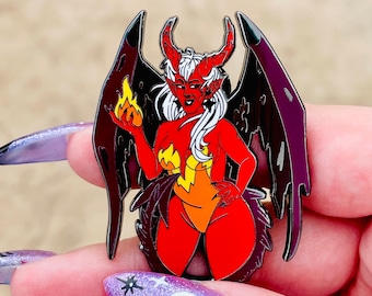 Tiefling Babe 2" Enamel Pin | DND TTRPG Dungeons and Dragons Fantasy Accessory