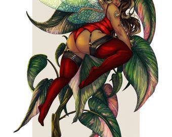 Pink Philodendron Fairy - Print